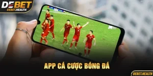 App cá cược bóng đá DEBET với hình ảnh trận đấu trên điện thoại