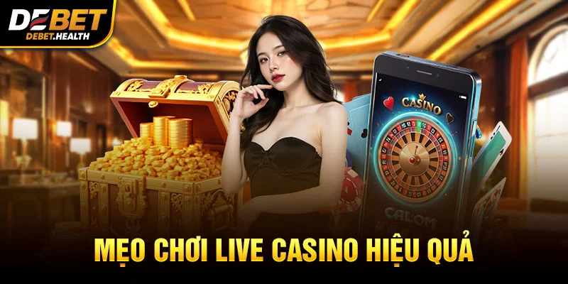 Hình ảnh mẹo chơi live casino tại DEBET với không gian casino và roulette